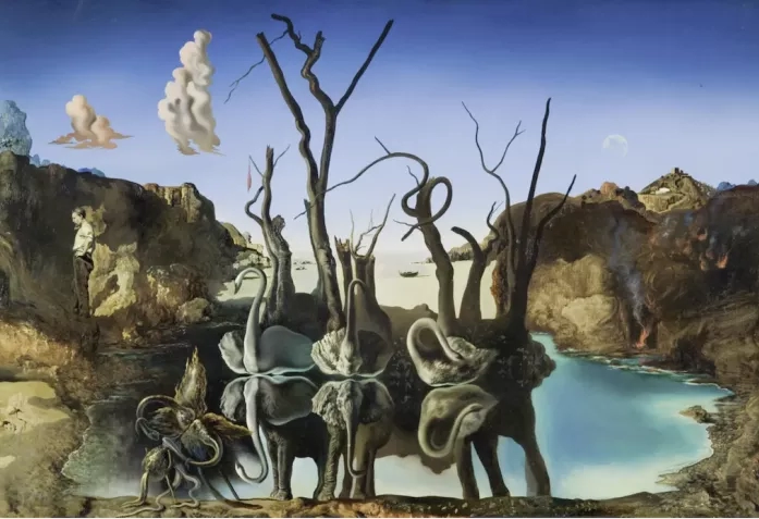 Сальвадор Дали. Лебеди, отражающие слонов. 1937 г. Esther Grether Family Collection © Salvador Dalí, Fundació Gala-Salvador Dalí / 2024, ProLitteris, Zürich. Photo credit: Robert Bayer, Bildpunkt AG