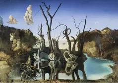 Сальвадор Дали. Лебеди, отражающие слонов. 1937 г. Esther Grether Family Collection © Salvador Dalí, Fundació Gala-Salvador Dalí / 2024, ProLitteris, Zürich. Photo credit: Robert Bayer, Bildpunkt AG